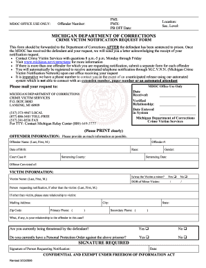 Michigan Crime Victim Notification Request Form