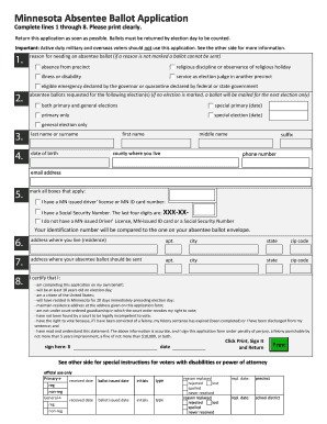Minnesota Absentee Ballot Application