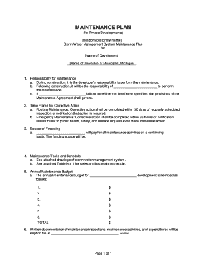 Storm Water Management System Maintenance Plan