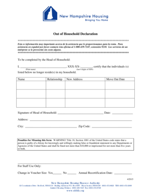 Declaración de Fuera del Hogar