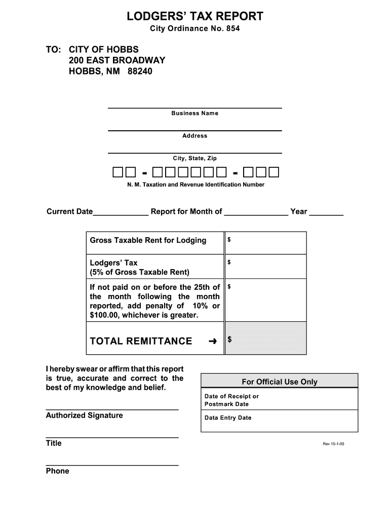 city of hobbs lodgers tax Preview on Page 1