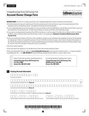 CollegeAdvantage 529 Savings Plan Account Owner Change Form