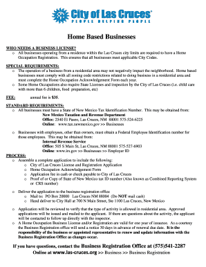 Las Cruces Home Occupation Business License Application