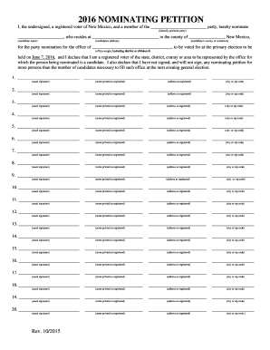 2016 New Mexico Nominating Petition