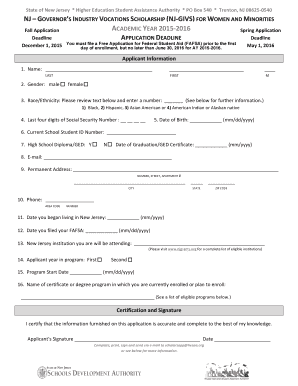 NJ-GIVS Scholarship Application