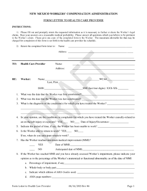 New Mexico Workers' Compensation Health Care Provider Form