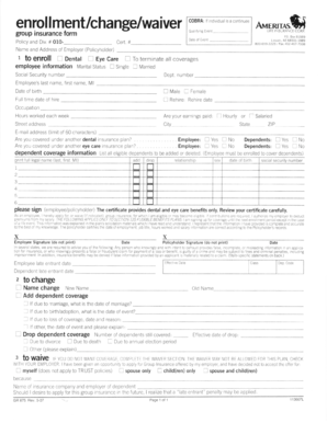 COBRA Dental and Eye Care Enrollment Waiver Form