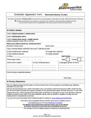 New Zealand Early Childhood Education Enrolment Agreement
