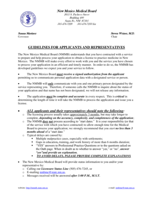 New Mexico Medical Board Application Guidelines