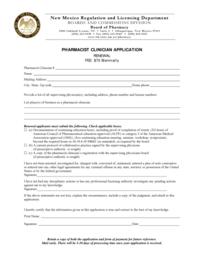 New Mexico Pharmacist Clinician Renewal Application