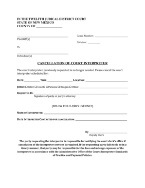 Cancellation of Court Interpreter Request