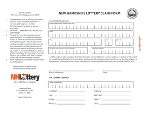 New Hampshire Lottery Claim Form