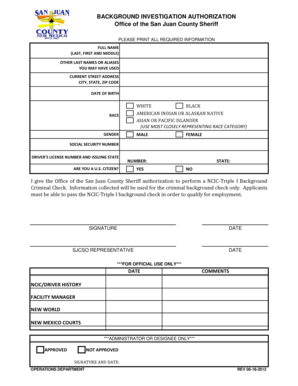 Background Investigation Authorization