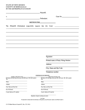 New Mexico Motion for Court Action