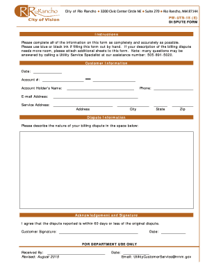 Utility Billing Dispute Form