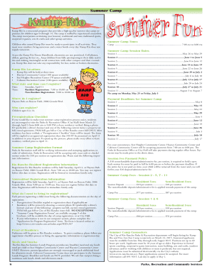 Kamp Rio Summer Camp Registration Form