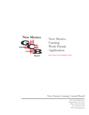 New Mexico Gaming Work Permit Application