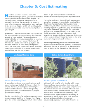 Landscape Installation Cost Estimation Worksheet