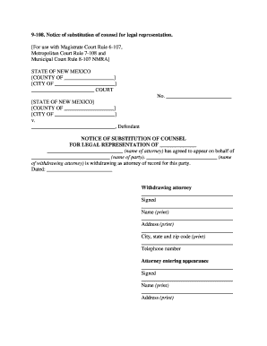 Notice of Substitution of Counsel for Legal Representation