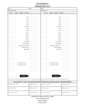 Racetrack Transfer Slip