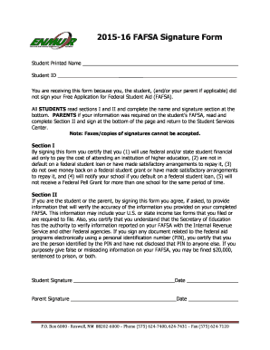 2015-16 FAFSA Signature Form