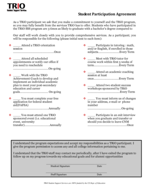TRiO Student Participation Agreement