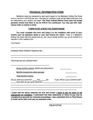 Mediation Financial Information Form