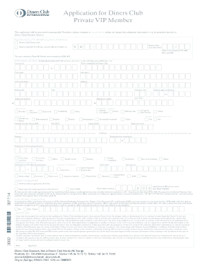 Diners Club Private VIP Member Application