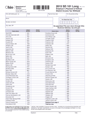 Ohio School District Income Tax Employer Payment Form