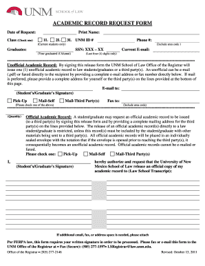 Academic Record Request Form