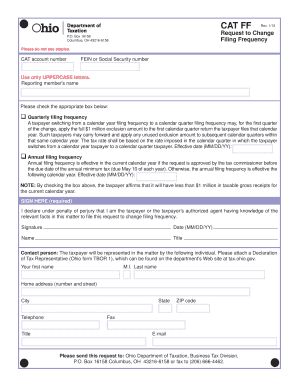 Ohio Request to Change Filing Frequency