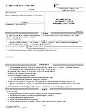 Permanent Civil No-Contact Order Against Sex Offender