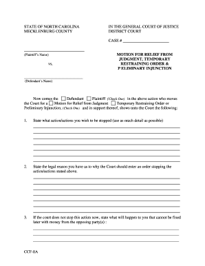 North Carolina Motion for Relief from Judgment