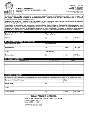 North Dakota School Approval Form