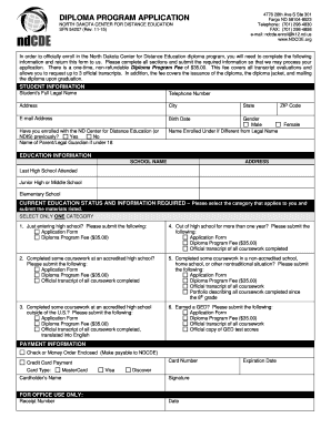Fillable Online ndcde DIPLOMA PROGRAM APPLICATION NDCDE Fax Email Fillable Online ndcde DIPLOMA PROGRAM APPLICATION NDCDE Fax Email