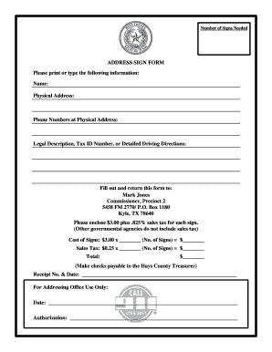 Address Sign Request Form