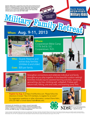 North Dakota Operation promotional information for an OMK Military Family Retreat in North Dakota - ndguard ngb army