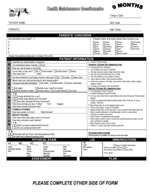 Pediatric Wellness Checkup Form