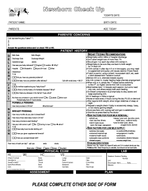 Newborn Health and Feeding Form