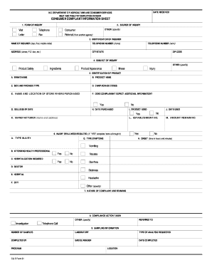 North Carolina Meat and Poultry Inspection Complaint Form