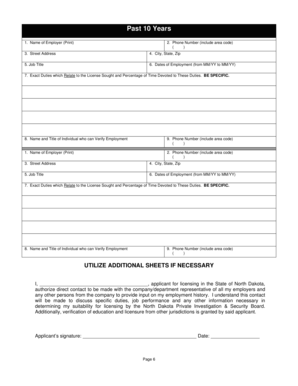 North Dakota Employment Verification Form