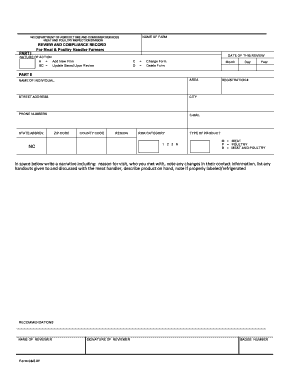 North Carolina Meat and Poultry Inspection Review Form