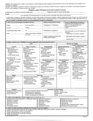 Formulario Informativo de Casos Civiles