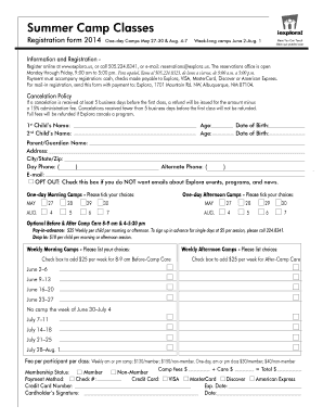 Explora Summer Camp Registration Form