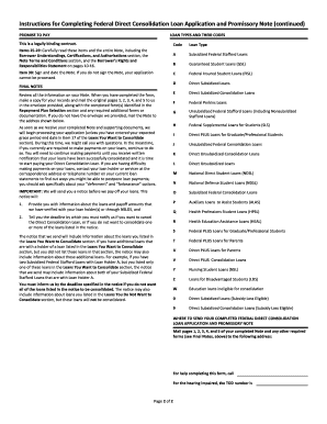 Federal Direct Consolidation Loan Application and Promissory Note