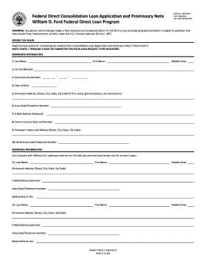 Federal Direct Consolidation Loan Application and Promissory Note