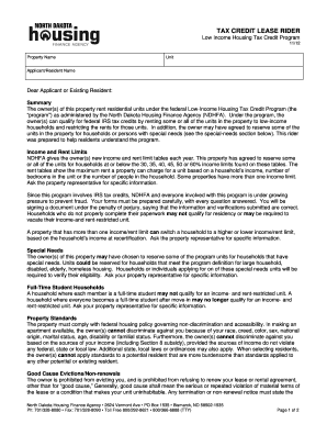 Low Income Housing Tax Credit Lease Rider