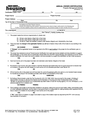 Annual Owner Certification Form