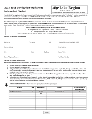 2015-2016 Verification Worksheet