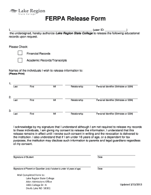 FERPA Release Form